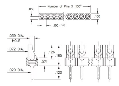 Mill-Max 380 & 480 Low Profile Solder Cup Headers